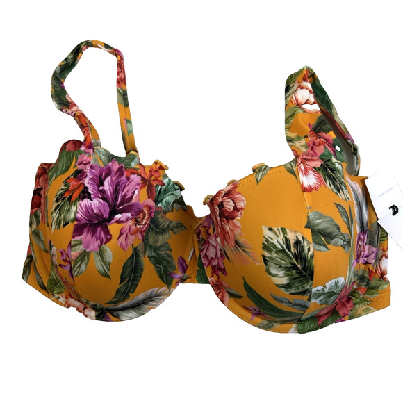 Shade Shore Bra Women 34 DD Orange Floral Underwire Lightly Lined Summer - Picture 1 of 7